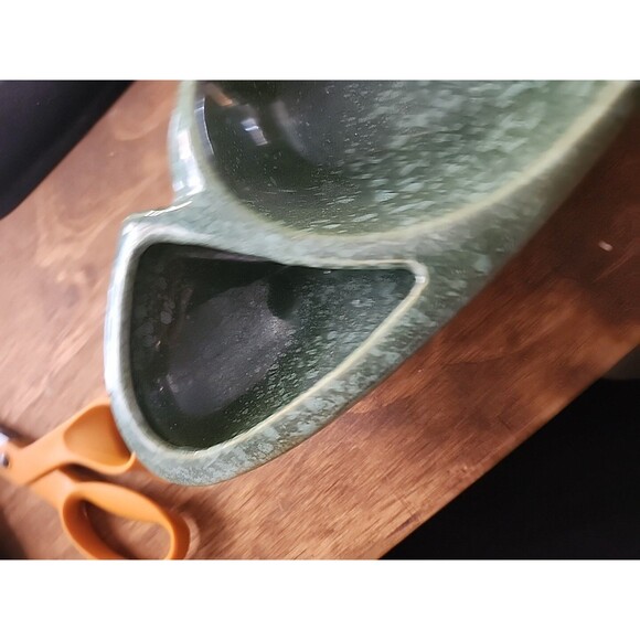 Vintage Brush USA AT9 Console Bowl Green Speckled Mid Century Pottery - Picture 3 of 9